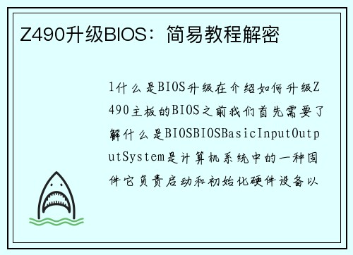 Z490升级BIOS：简易教程解密